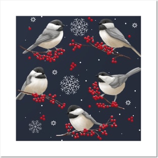 Winter Chickadees Posters and Art